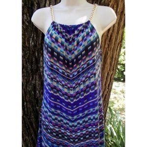 Nina Leonard - Maxi Dress, Golden Chain Straps - S